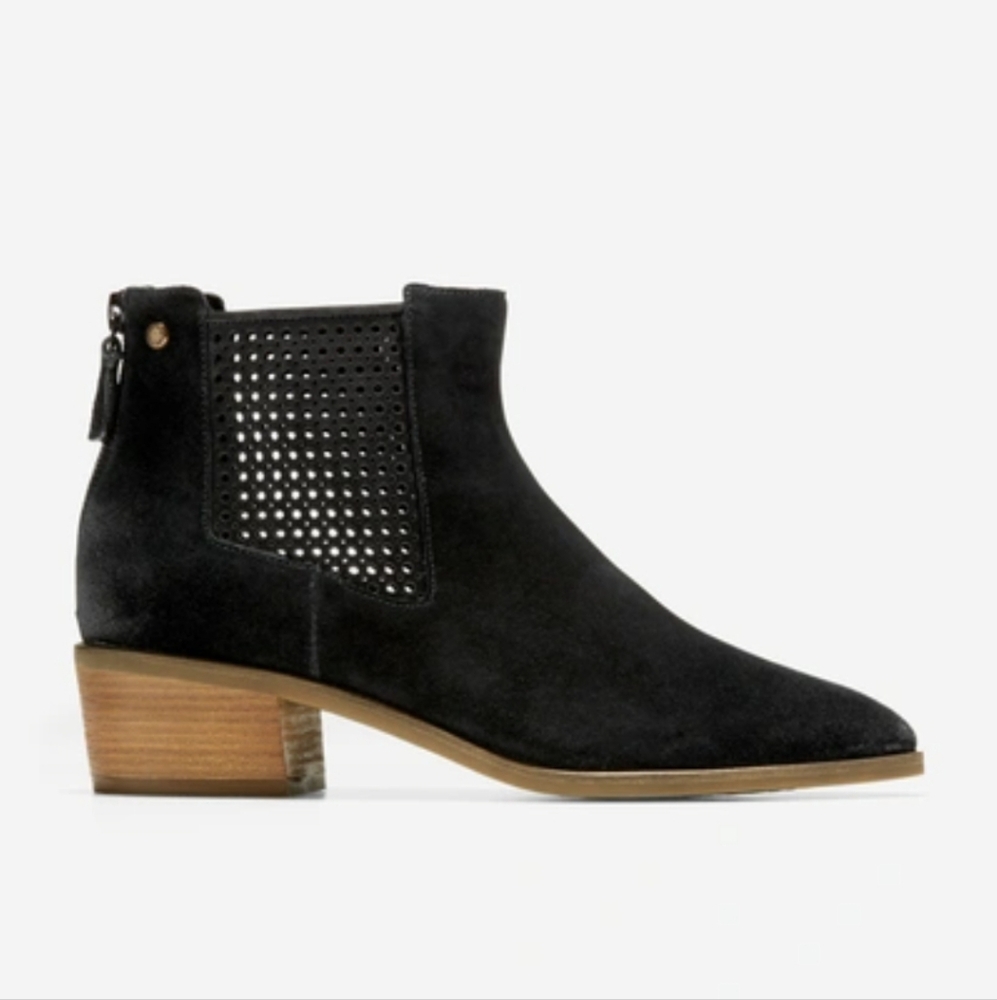 Cole Haan Val Bootie Grand Series Black Suede Block Heel Pointed Toe Size 9C NWT - Picture 16 of 16